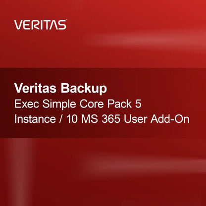 Pack de base simple Veritas Backup Exec 5 instances / Extension 10 utilisateurs MS 365